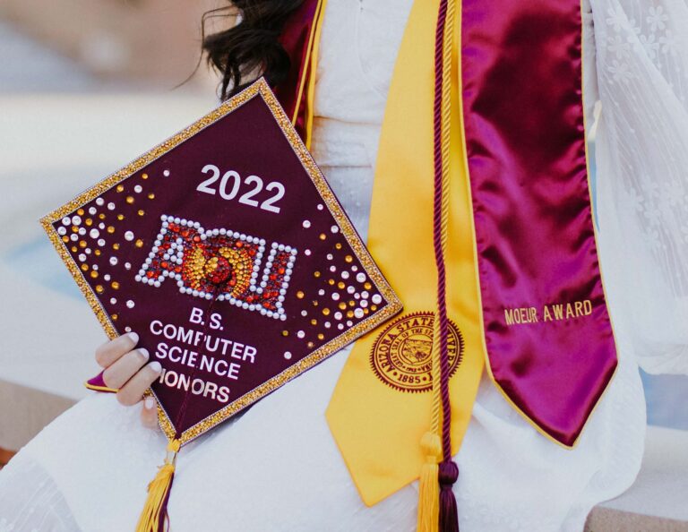 A decorated mortarboard that says 2022 ASU BS Computer Science Honors