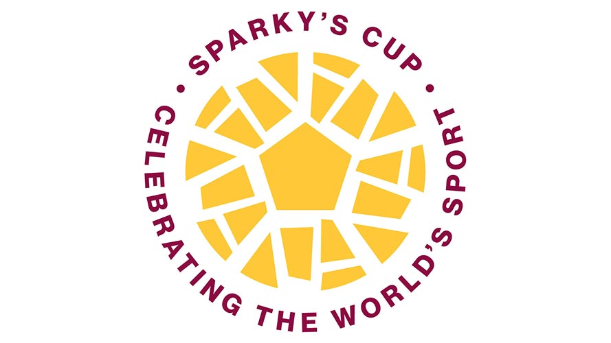 ASU Sparky's Cup. Celebrating the world of sport. Graphic with soccer ball.
