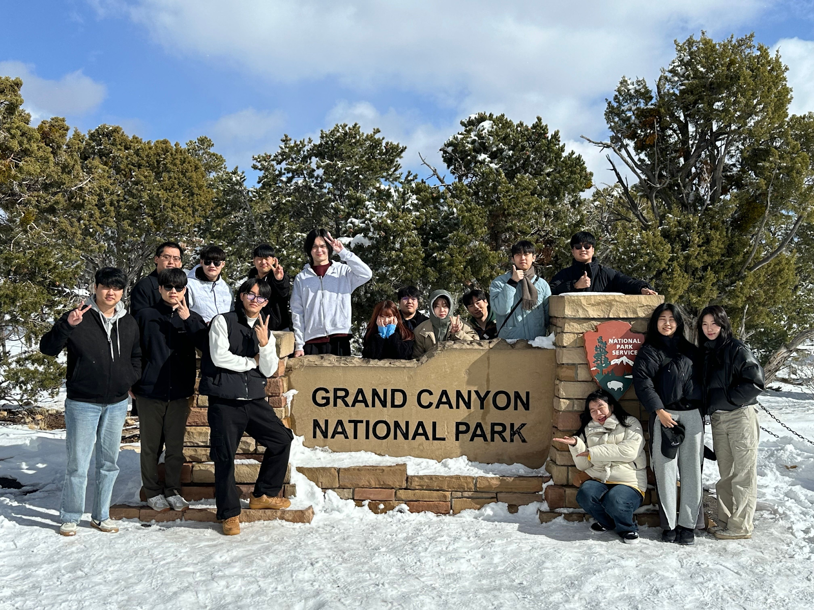 Yonsei University exchange students (2024) in front of The Grand Canyon sign.