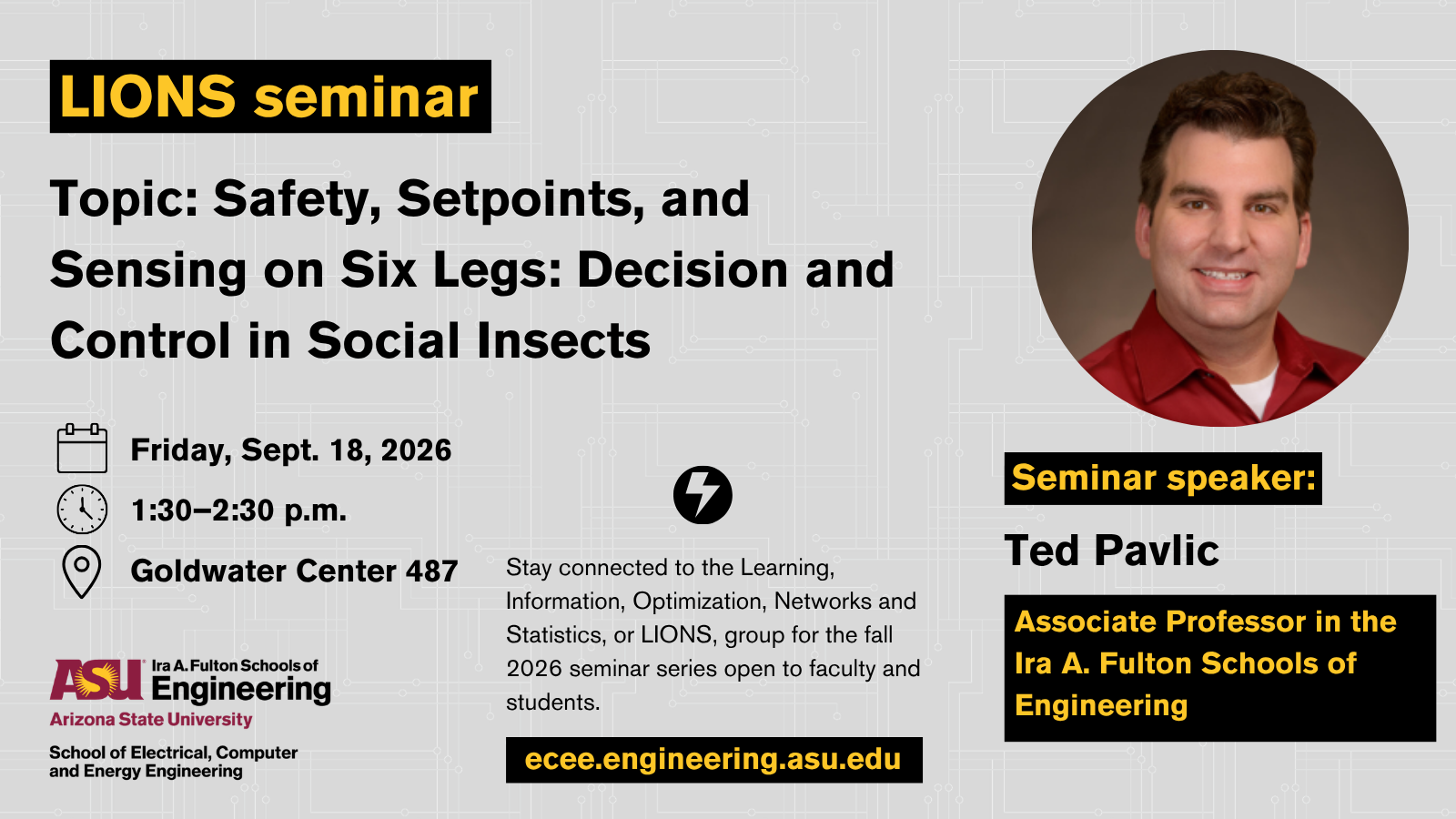 Promotional banner for LIONS group fall 2026 seminar series.